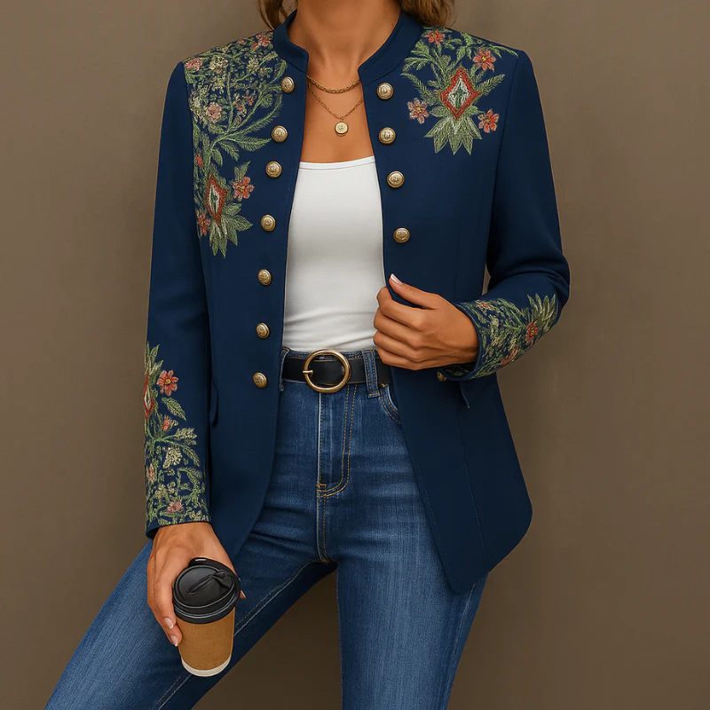 Veya – Veste à manches longues imprimée à fleurs avec boutons décoratifs - Image 2
