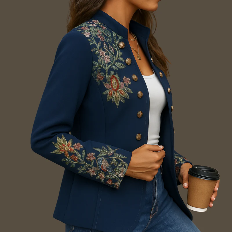 Veya – Veste à manches longues imprimée à fleurs avec boutons décoratifs - Image 3