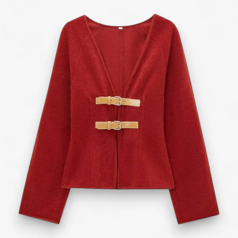 Cardigan femme manches longues col V avec boucle ajustable - Image 2