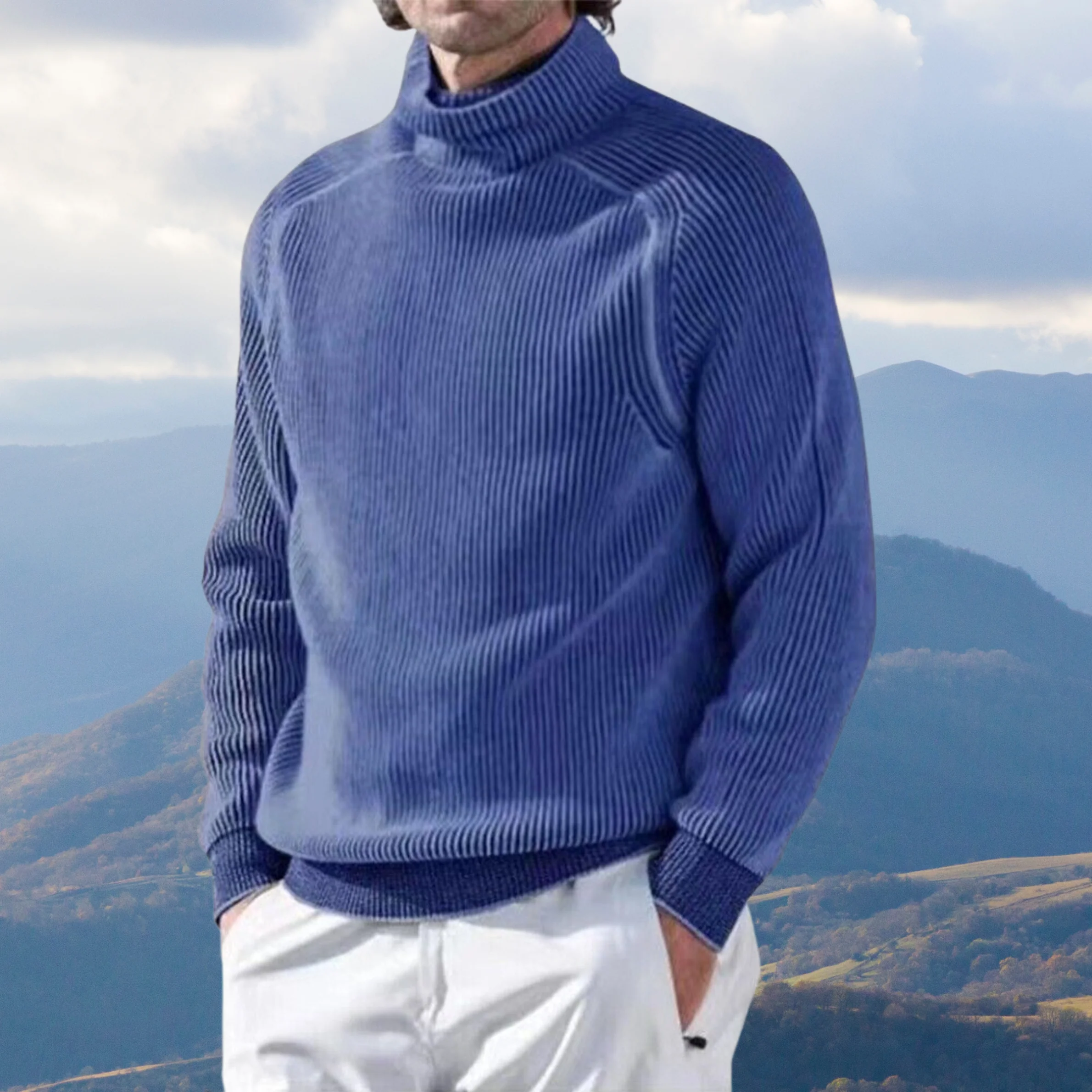 Pull à col roulé côtelé homme - Image 4