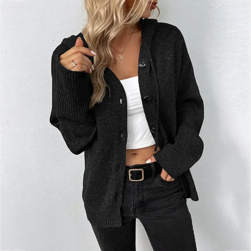 Cardigan à capuche élégant à manches longues