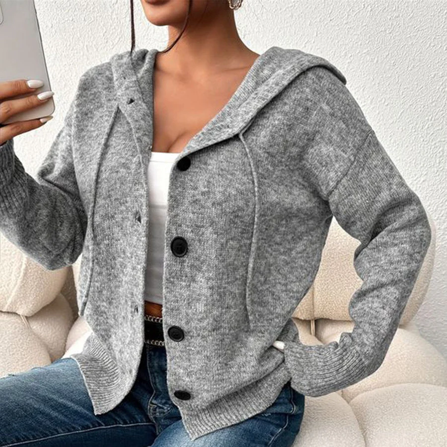 Cardigan à capuche élégant à manches longues - Image 5