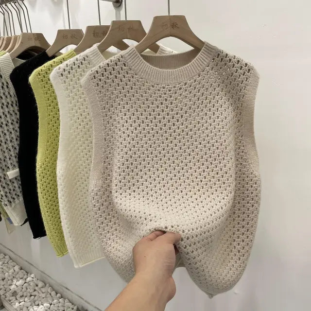 Pull sans manches femme col rond classique - Image 4
