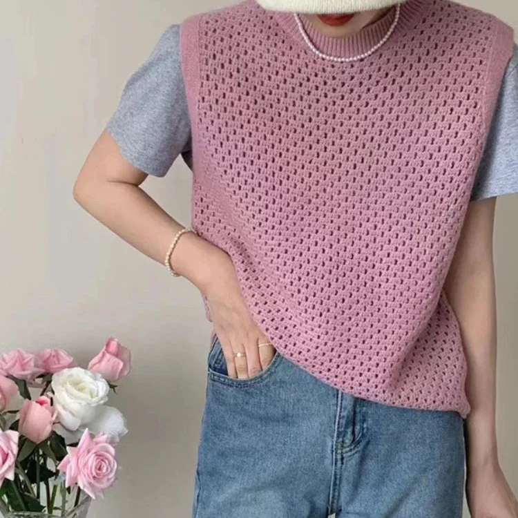 Pull sans manches femme col rond classique - Image 5