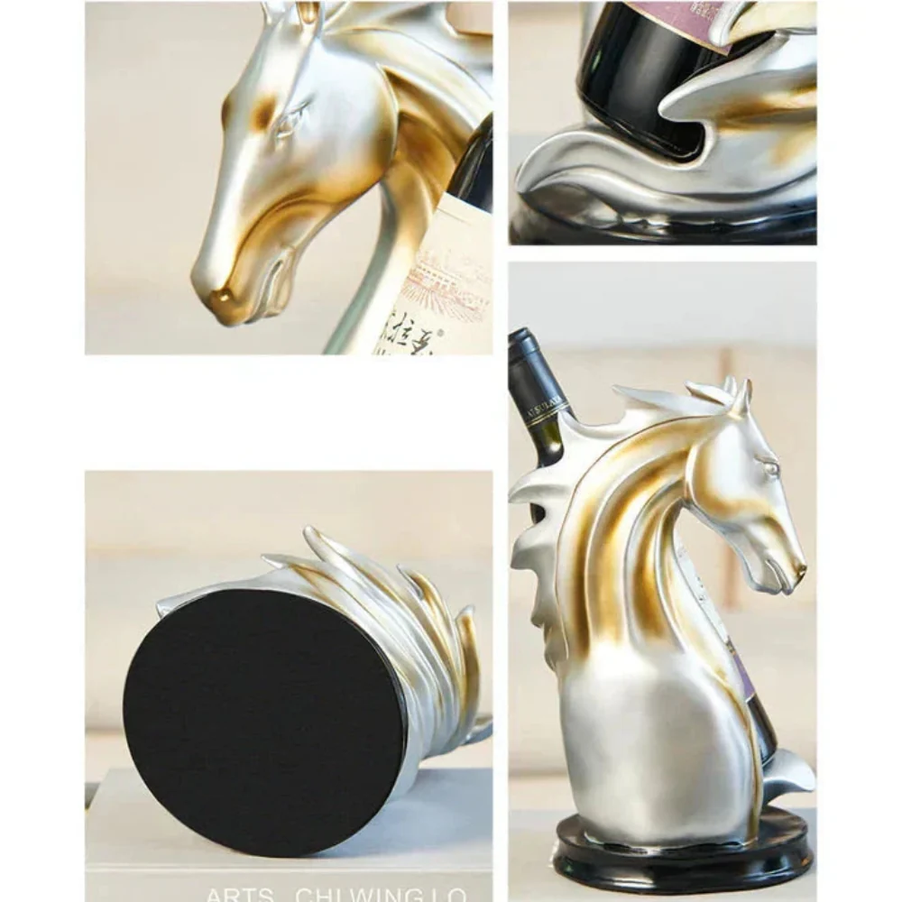 Casier à vin sculpté tête de cheval - Image 6