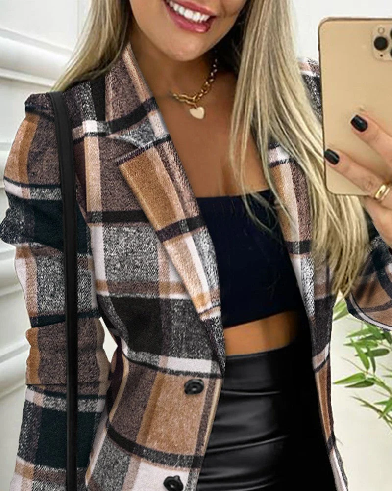 Blazer élégant fait à la main avec Plaid Design - Image 3