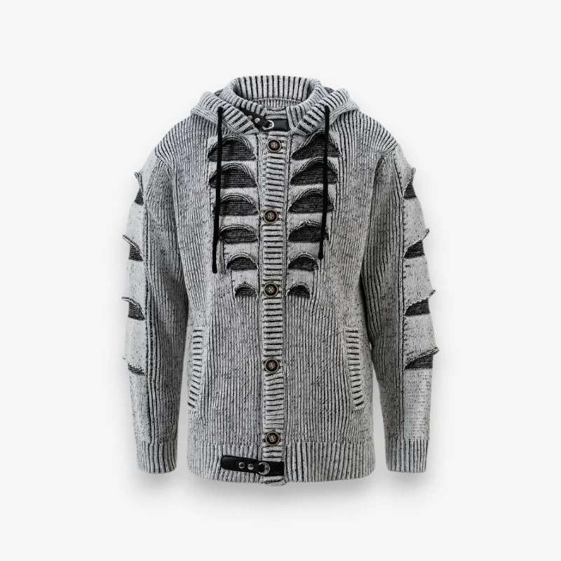 Gilet à capuche homme boutonné manches longues