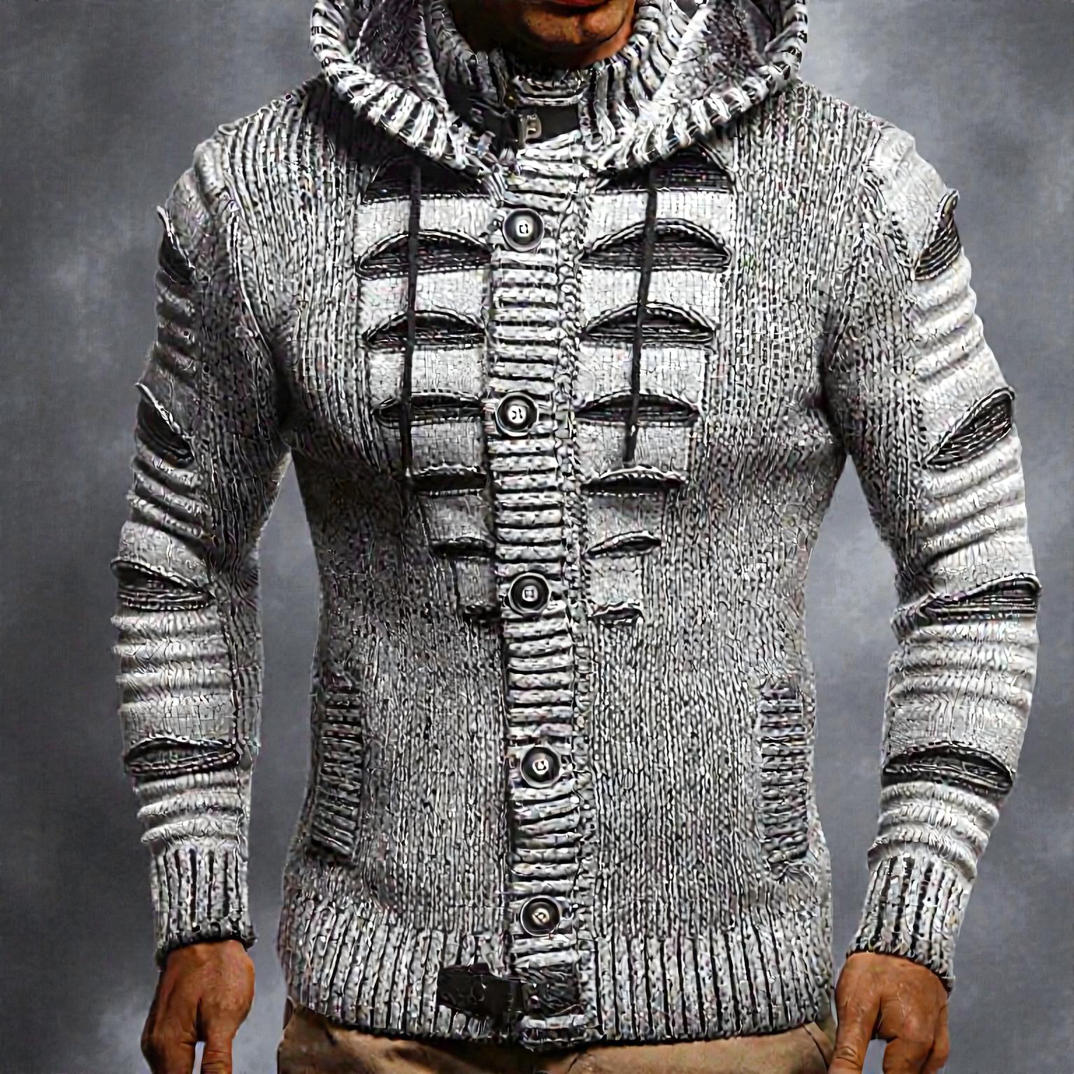 Gilet à capuche homme boutonné manches longues - Image 2