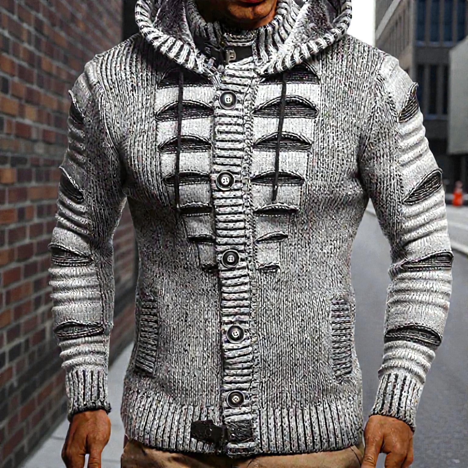 Gilet à capuche homme boutonné manches longues - Image 3