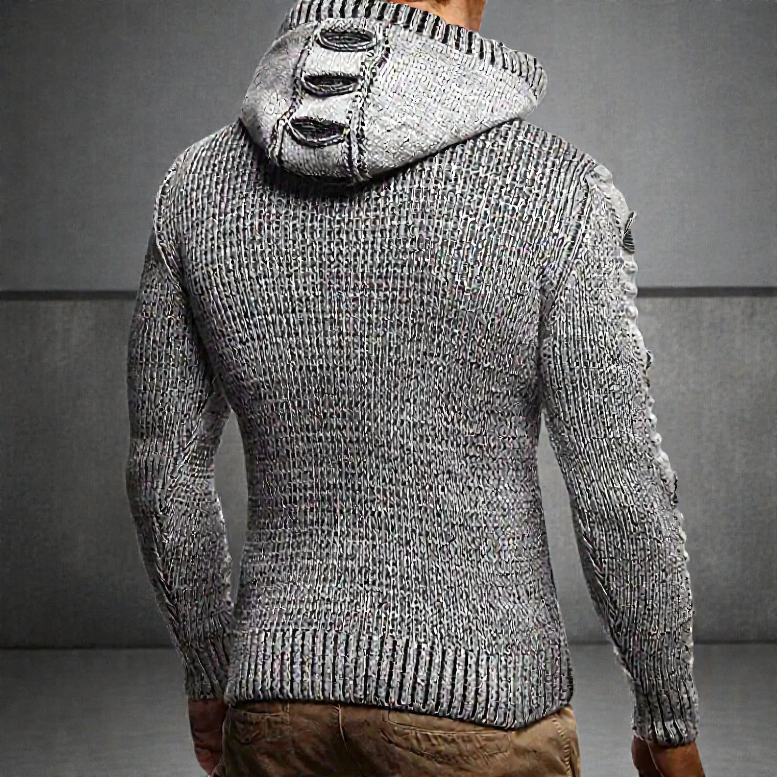 Gilet à capuche homme boutonné manches longues - Image 4
