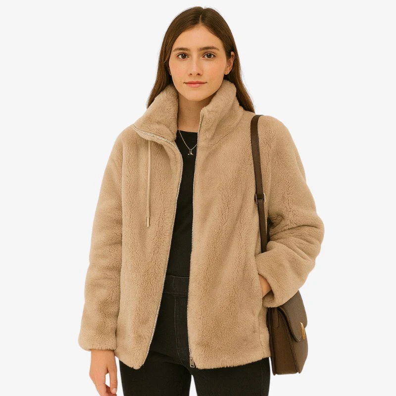 Manteau long zippé manches longues