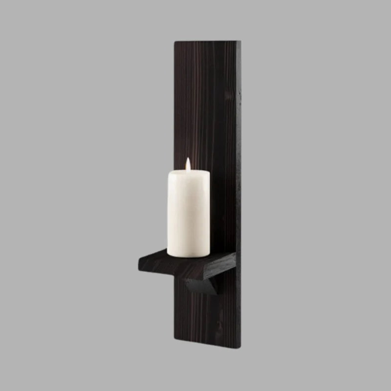 Appliques murales rustiques en bois pour bougies - Image 2