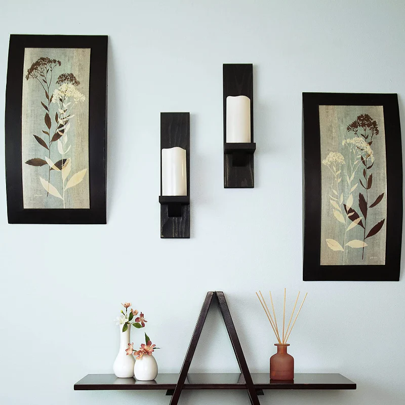 Appliques murales rustiques en bois pour bougies - Image 4