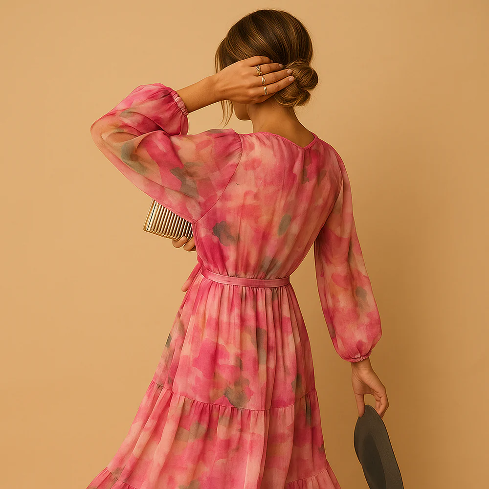 Robe Maxi Manches Longues Col en V - Image 4