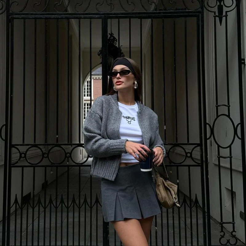 Veste femme zippée manches longues col rond - Image 4