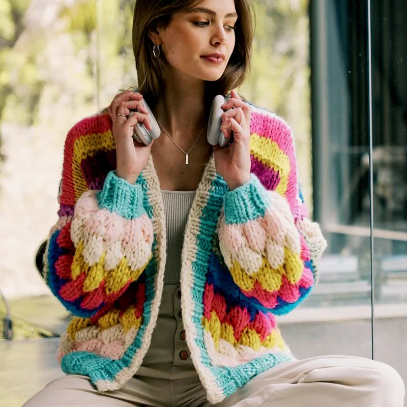 Zara – Gilet ample à manches longues et col en V avec motif imprimé - Image 4