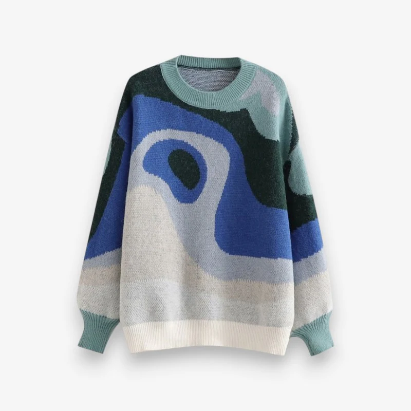 Pull femme ample manches longues col rond