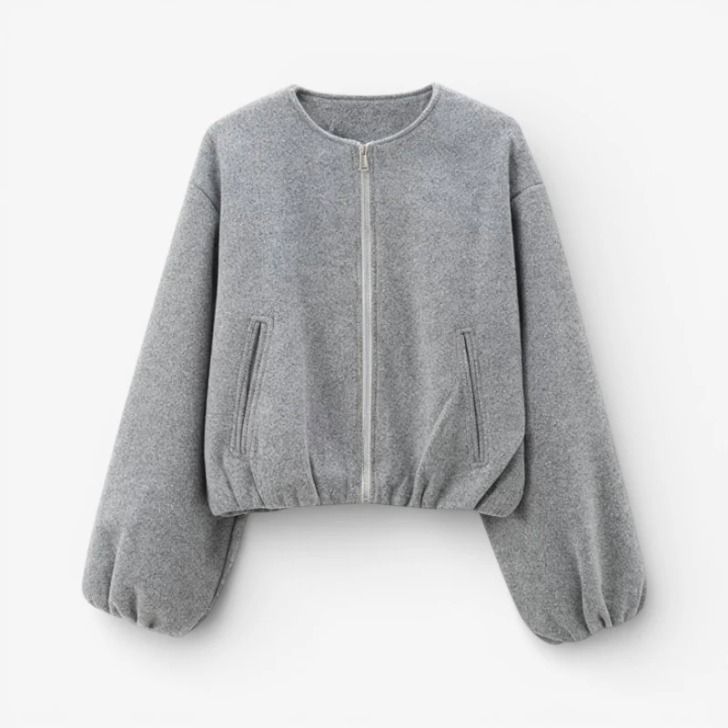 Zarela – Veste zippée à manches longues, col rond et poches - Image 3
