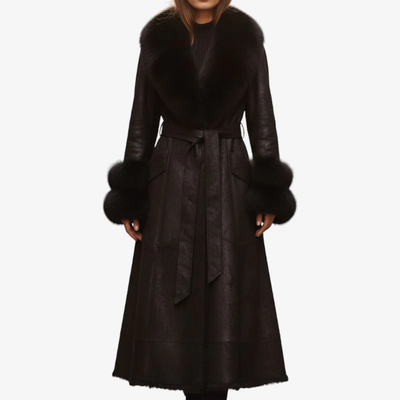 Manteau manches longues en fausse fourrure