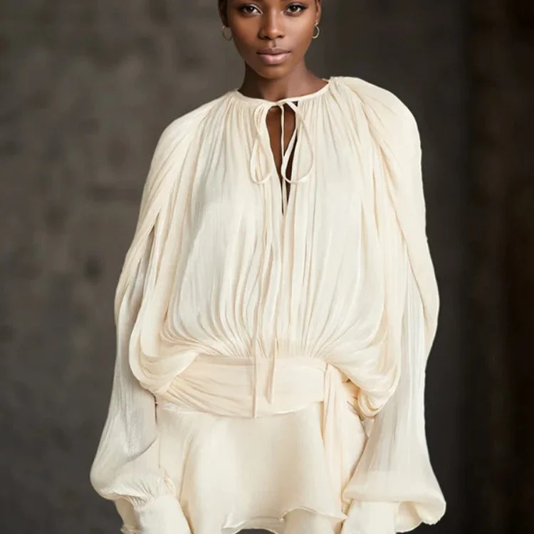 Mini-robe femme coupe décontractée avec manches fluides