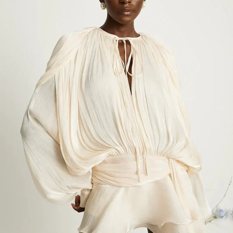 Mini-robe femme coupe décontractée avec manches fluides - Image 6