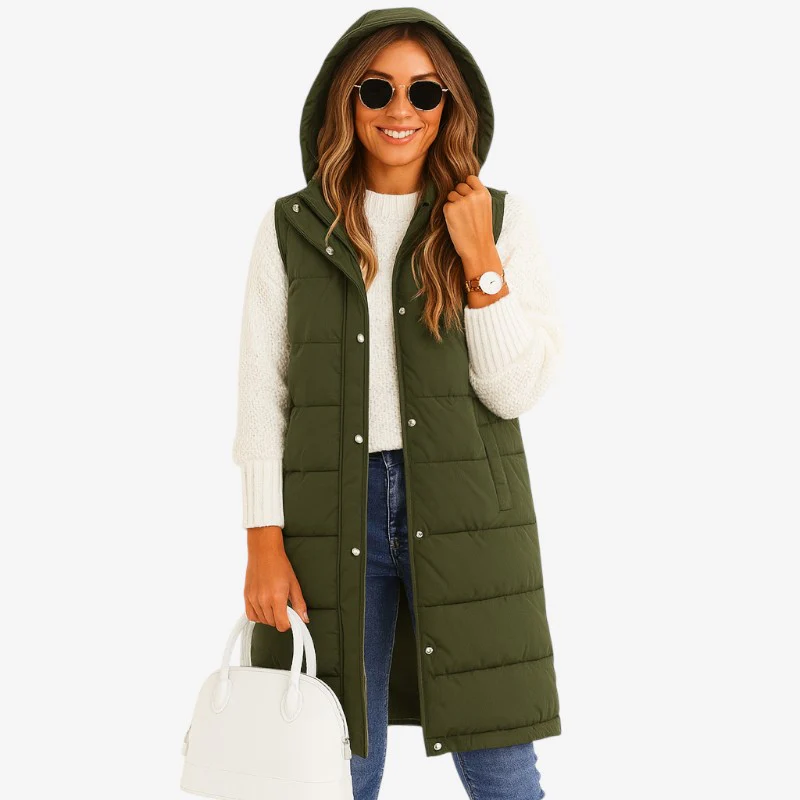 Manteau sans manches femme à capuche - Image 2