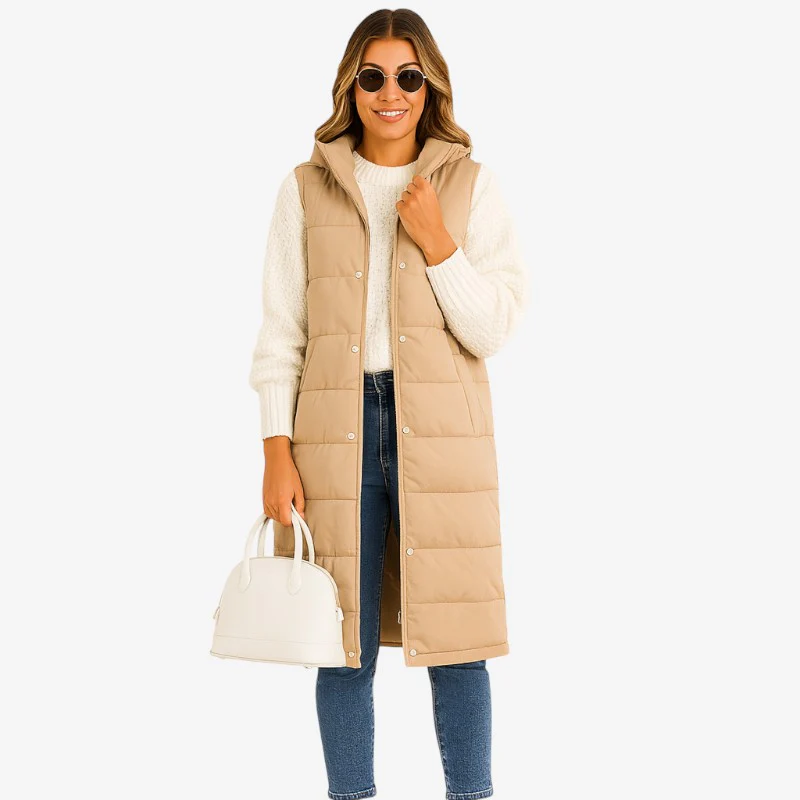 Manteau sans manches femme à capuche - Image 3