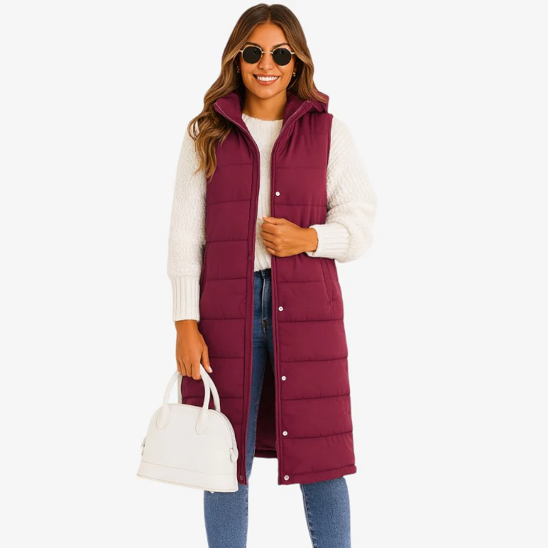Manteau sans manches femme à capuche - Image 4