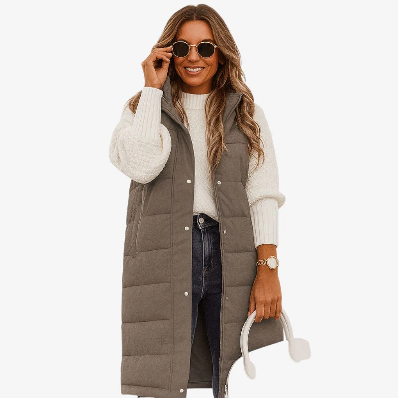 Manteau sans manches femme à capuche - Image 5