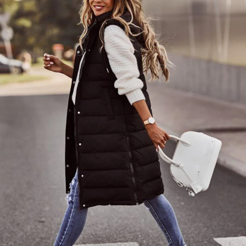 Manteau sans manches femme à capuche - Image 7