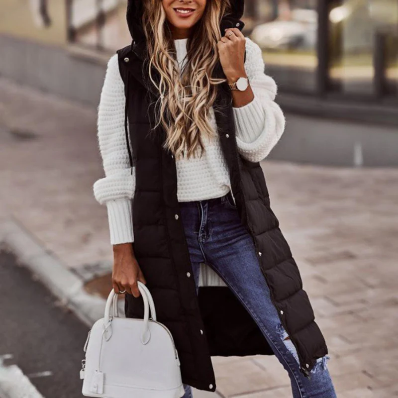 Manteau sans manches femme à capuche - Image 9