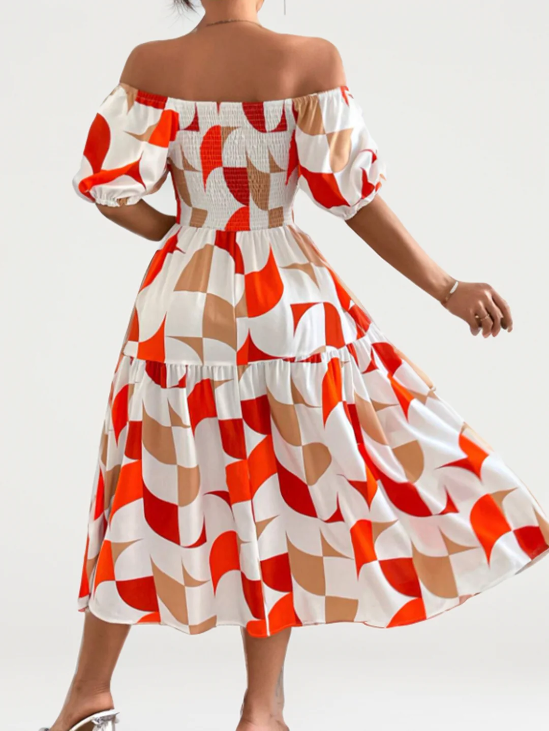Zoe - Robe midi imprimée à épaules dénudées - Image 3