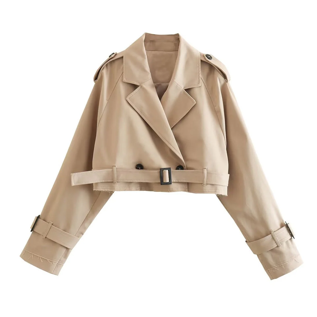 Zoe - Trench-coat court femme beige Tissu doux respirant, coupe élégante - Image 7