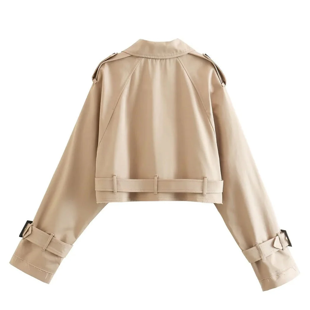 Zoe - Trench-coat court femme beige Tissu doux respirant, coupe élégante - Image 8