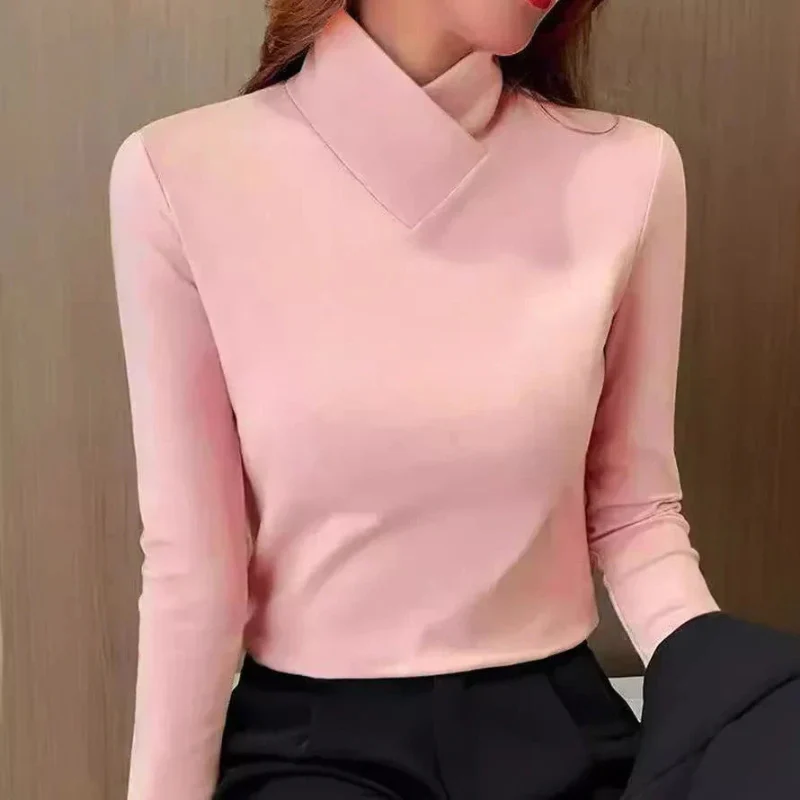 Haut femme col roulé manches longues coupe décontractée