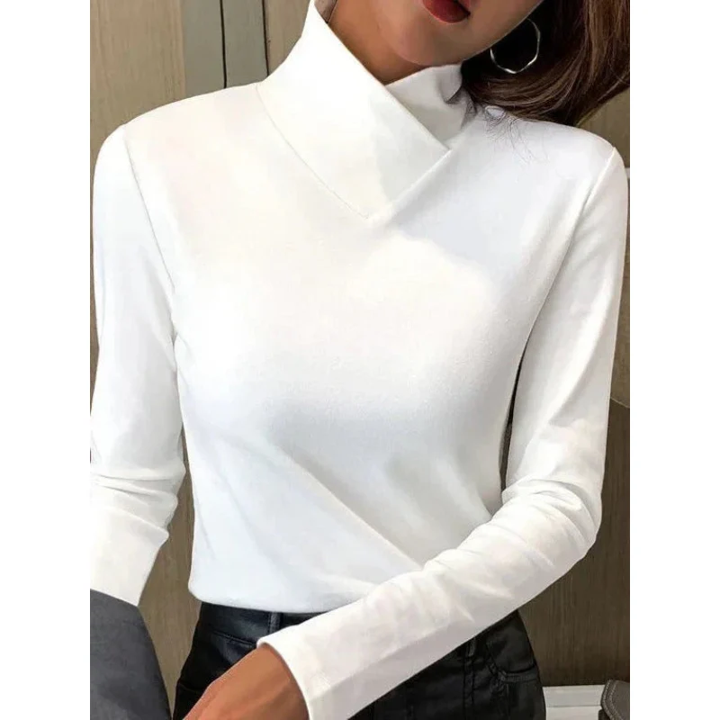 Haut femme col roulé manches longues coupe décontractée - Image 5