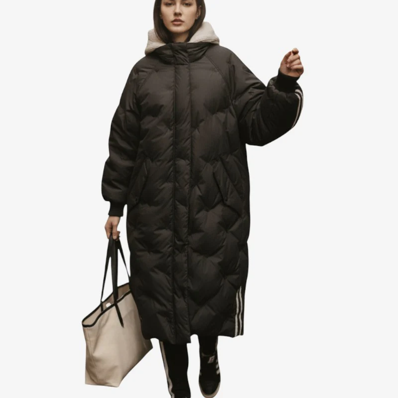 Manteau long zippé à capuche