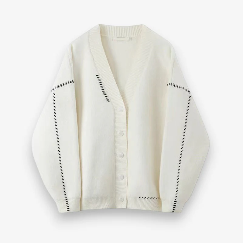 Dames oversized cardigan met V-hals en knopen